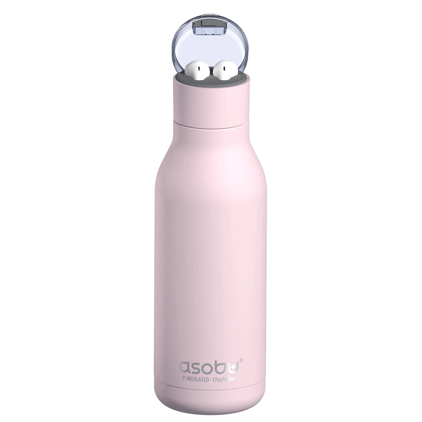 Asobu Earphone H2 Audio Insulated Water bottle Stainless Steel 20 Ounce (Pink)