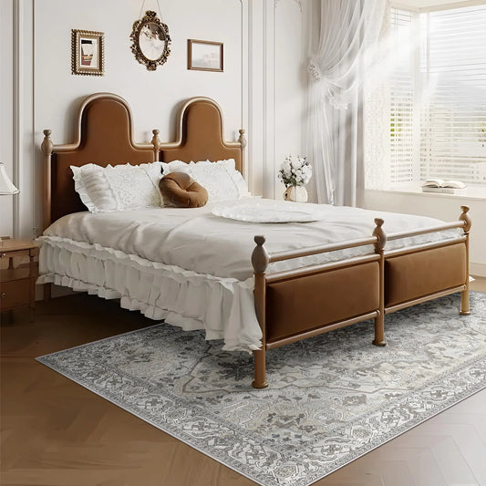 Deerly Area Rug 4x6 Washable Rug Indoor Thin Rug Boho Tribal Vintage Rug for Living Room Non-Slip Lightweight Washable Rug for Kitchen Entryway Bedroom Dining Room Office Beige Visit The Store